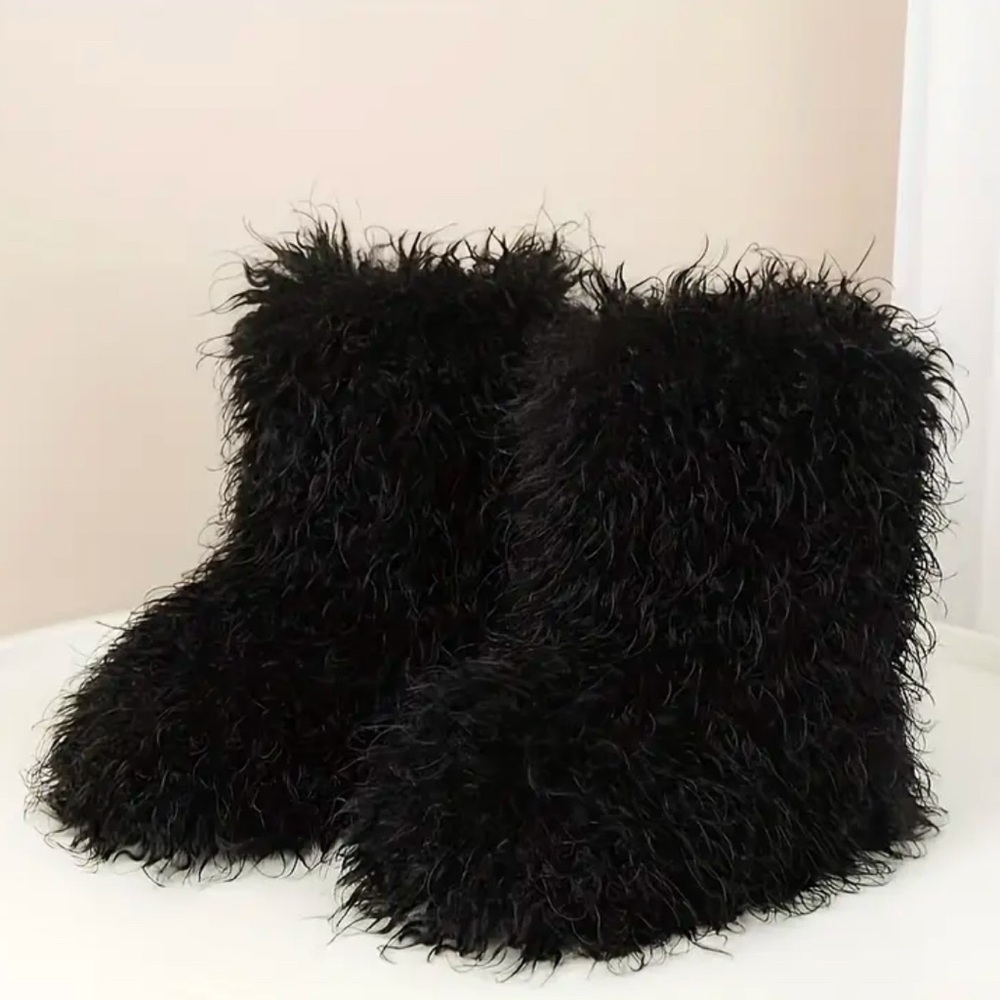 Fuzzy Black Boots